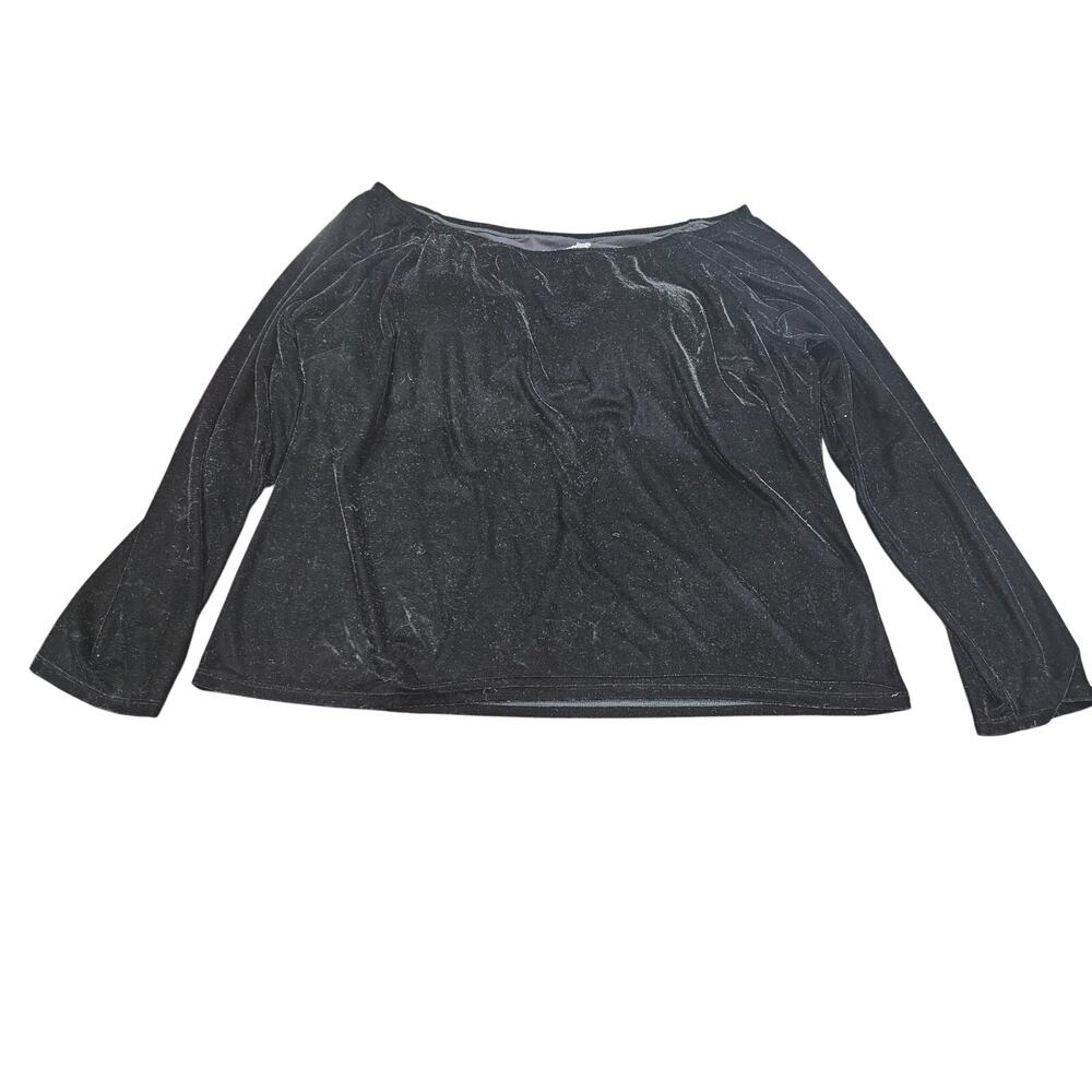 Soft Surroundings Black Velvet Shimmer Top Built In Bra 2X